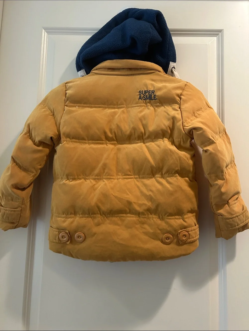 YNF Dock Feather Golden Mustard ZipUp Snaps Puffer Jacket Hood size 120 (5-7yrs)